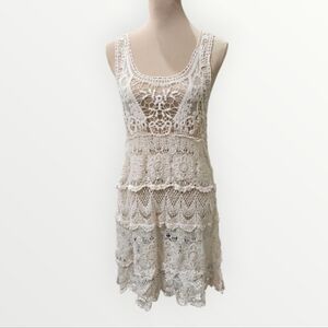 Dulcie Cream Crochet Lace Sleeveless Dress / Cover-Up M